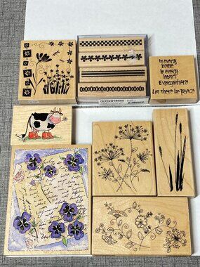 Lot of VTG Y2K Penny Black Rubber Stamps 11pc Bundle New Old Stock